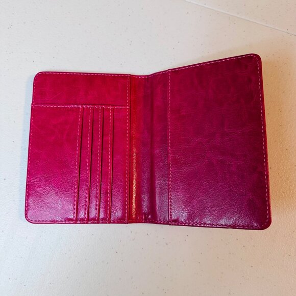 Passport Holder Cover Travel Passport Wallet Rose Red Dark Pink - Picture 2 of 7